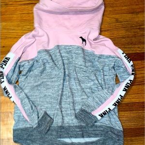 Brand is Pink, Colors are pink white and grey, and size is M.